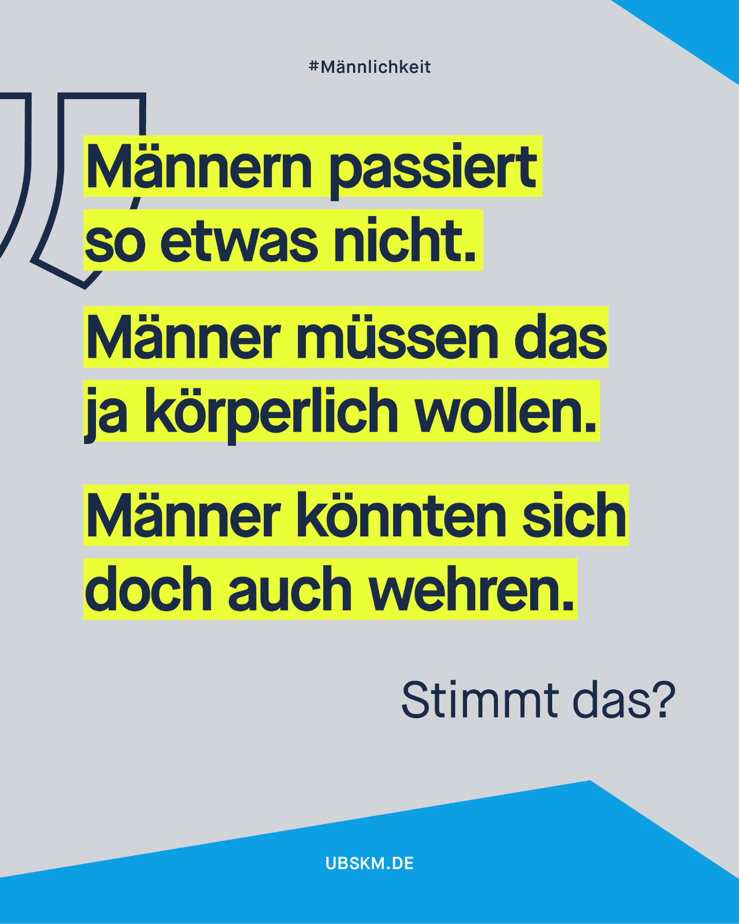 !B Gesellschaftliche Vorstellungen von Männlichkeit vermitteln oft, Männer müssten immer stark sein, sich wehren können und keine Angst zeigen. Doch sexuelle Gewalt hat nichts mit Stärke oder Schwäche zu tun, sondern mit der Macht von Tätern oder Täterinnen.
Wichtig ist:
Die Schuld liegt niemals bei den Betroffenen.
Nicht bei Jungen. Nicht bei Männern. Nie.
Du hast einen Verdacht oder brauchst selbst Hilfe? Wende dich kostenlos und anonym an das Hilfe-Telefon Sexueller Missbrauch unter ☎️ 0800 22 55 530. Mo., Mi., Fr. 9 bis 14 Uhr Di., Do. 15 bis 20 Uhr
💬 Online-Beratung: schreib-ollie.de
#Missbrauchsbeauftragte #GewaltGegenMänner #GewaltGegenJungen #Männlichkeit
