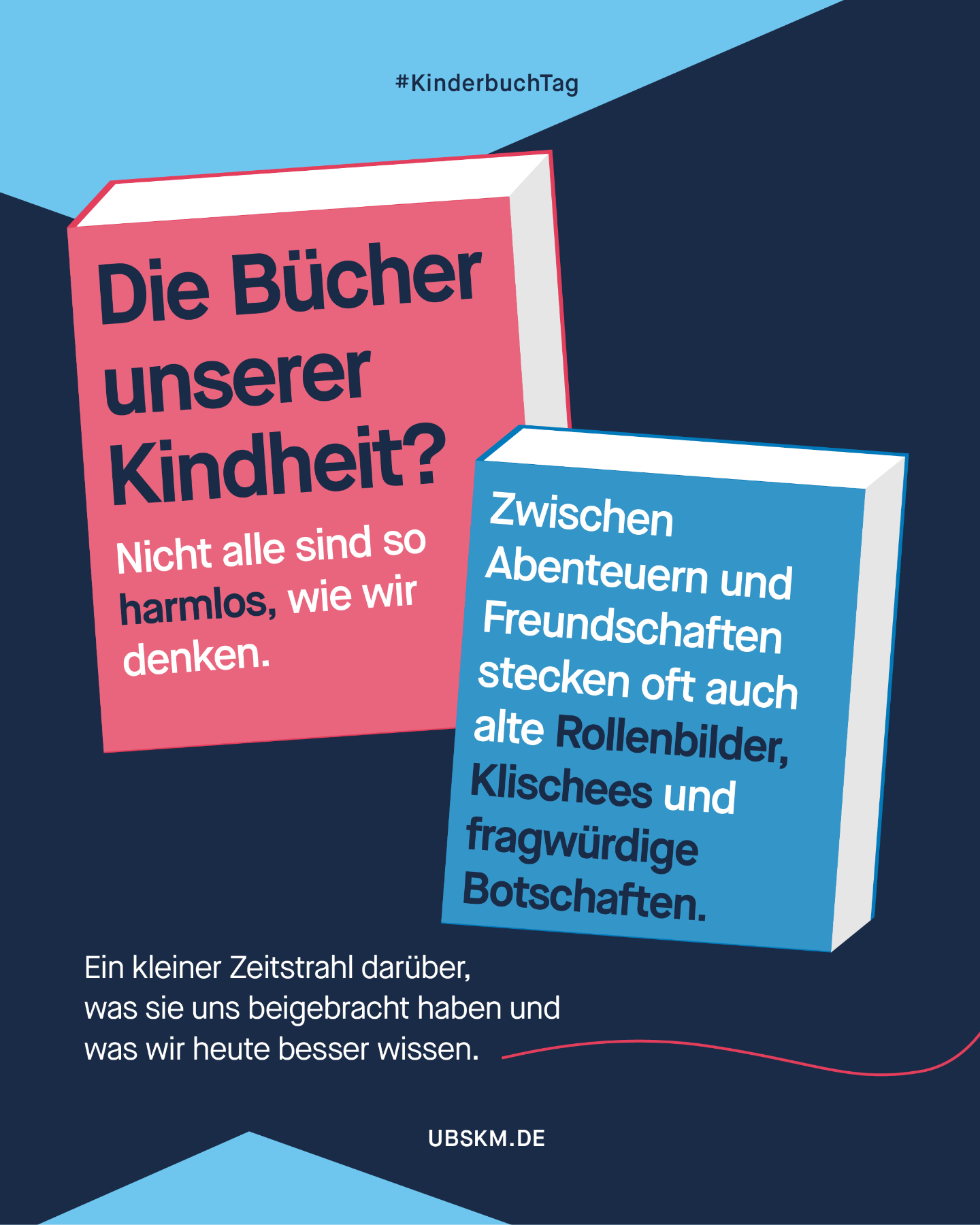 !B 📚 Heute ist #WeltKinderBuchTag.
Viele von uns sind mit Kinderbuchklassikern aufgewachsen. Sie haben uns zum Lachen gebracht, unsere Fantasie geprägt und manchmal auch Werte vermittelt, die wir heute kritisch hinterfragen.
Ältere Kinderbücher entstanden in einer Zeit mit anderen gesellschaftlichen Vorstellungen: feste Rollenbilder, stereotype Darstellungen oder sehr autoritäre Erwachsenenfiguren waren lange normal.
Heute greifen Kinderbücher viel häufiger Themen auf, die früher ausgeklammert wurden: Gefühle, Vielfalt, persönliche Grenzen oder altersgerechte Aufklärung.
Auch das Vorlesen selbst hat sich verändert. Vom reinen Vorlesen hin zum dialogischen Lesen. Dabei werden Kinder aktiv einbezogen, es wird gemeinsam gesprochen, gefragt und reflektiert.
Das Ziel ist nicht, alte Bücher abzuschaffen, sondern sie bewusst zu lesen und einzuordnen. Gleichzeitig entstehen immer mehr Geschichten, die Kindern zeigen:
✅ Du darfst Fragen stellen.
✅ Du darfst Nein sagen.
✅ Und deine Lebensrealität hat Platz in Geschichten.
Mit welchem Kinderbuch bist du aufgewachsen und würdest du es heute noch genauso lesen?
#UBSKM #MedienKompetenz #NichtWegschieben