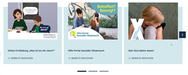 Screenshot Angebote und Projekte des UBSKM